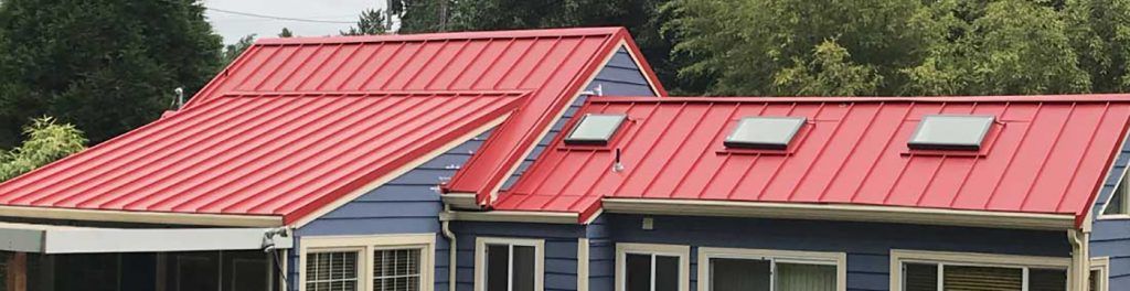 red roof and skylights